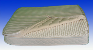 boat bed made of latex with cover open
