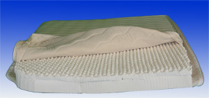 boat bed made of latex showing convolute and core inside