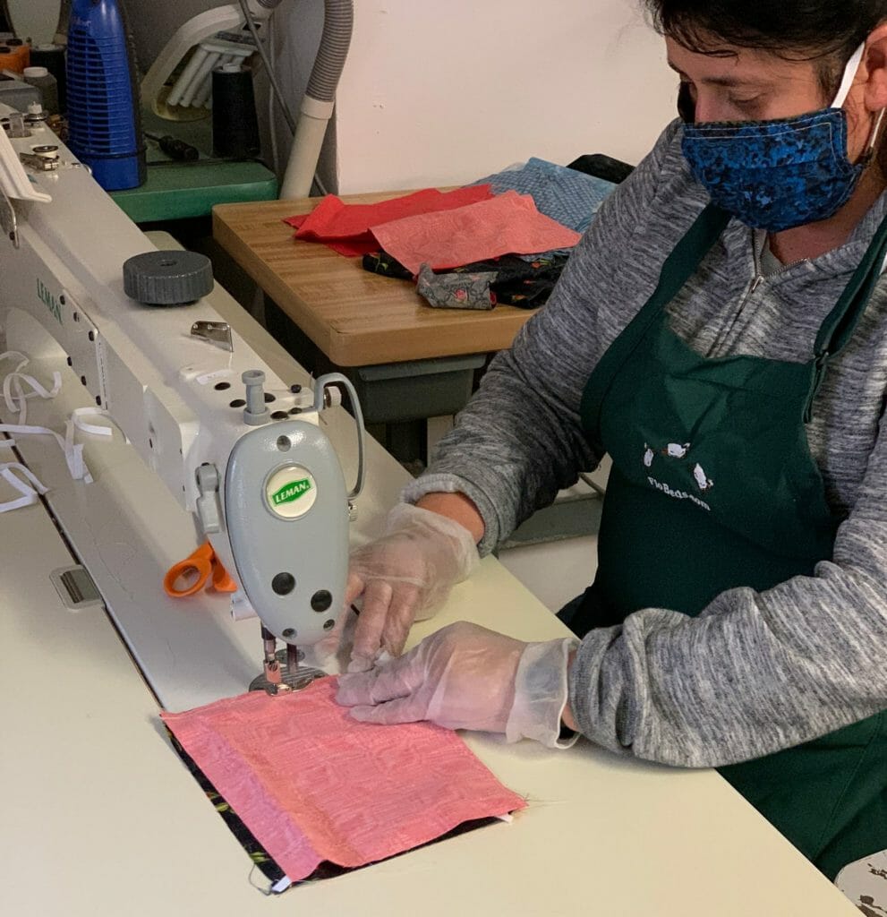 Rosa sews to flatten the curve