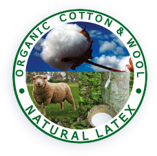 organic cotton and wool, natural latex